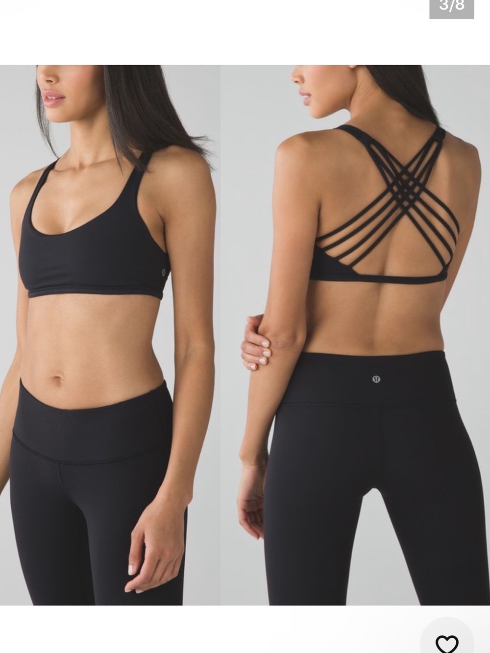 lululemon athletica “Fre to Be”Black Strappy Crisscross Back Sports Bra